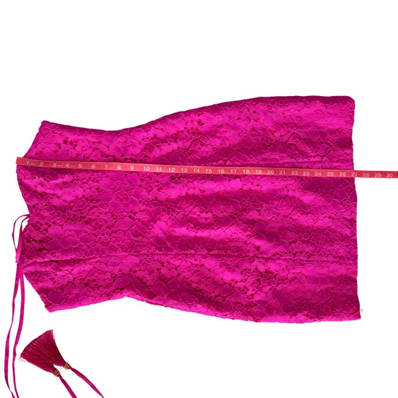 Lilly Pulitzer Floral Lace Berry Pink Strapless Convertible Demi Dress - Picture 10 of 16